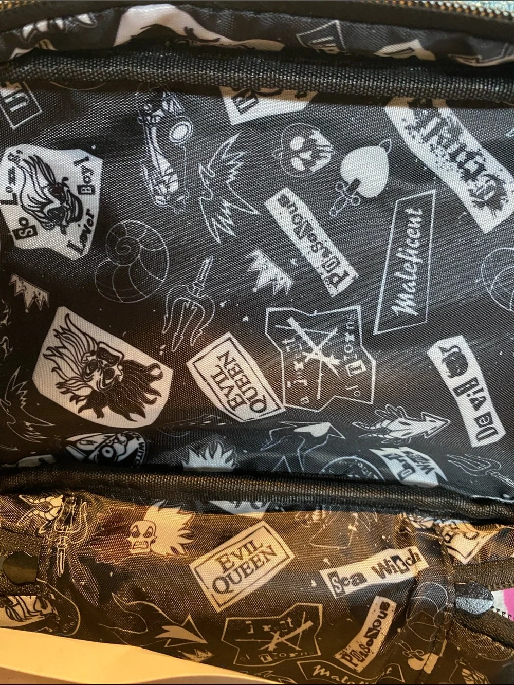 Disney Black Vinyl Villains Cosmetic Bag with Iridescent Sheen